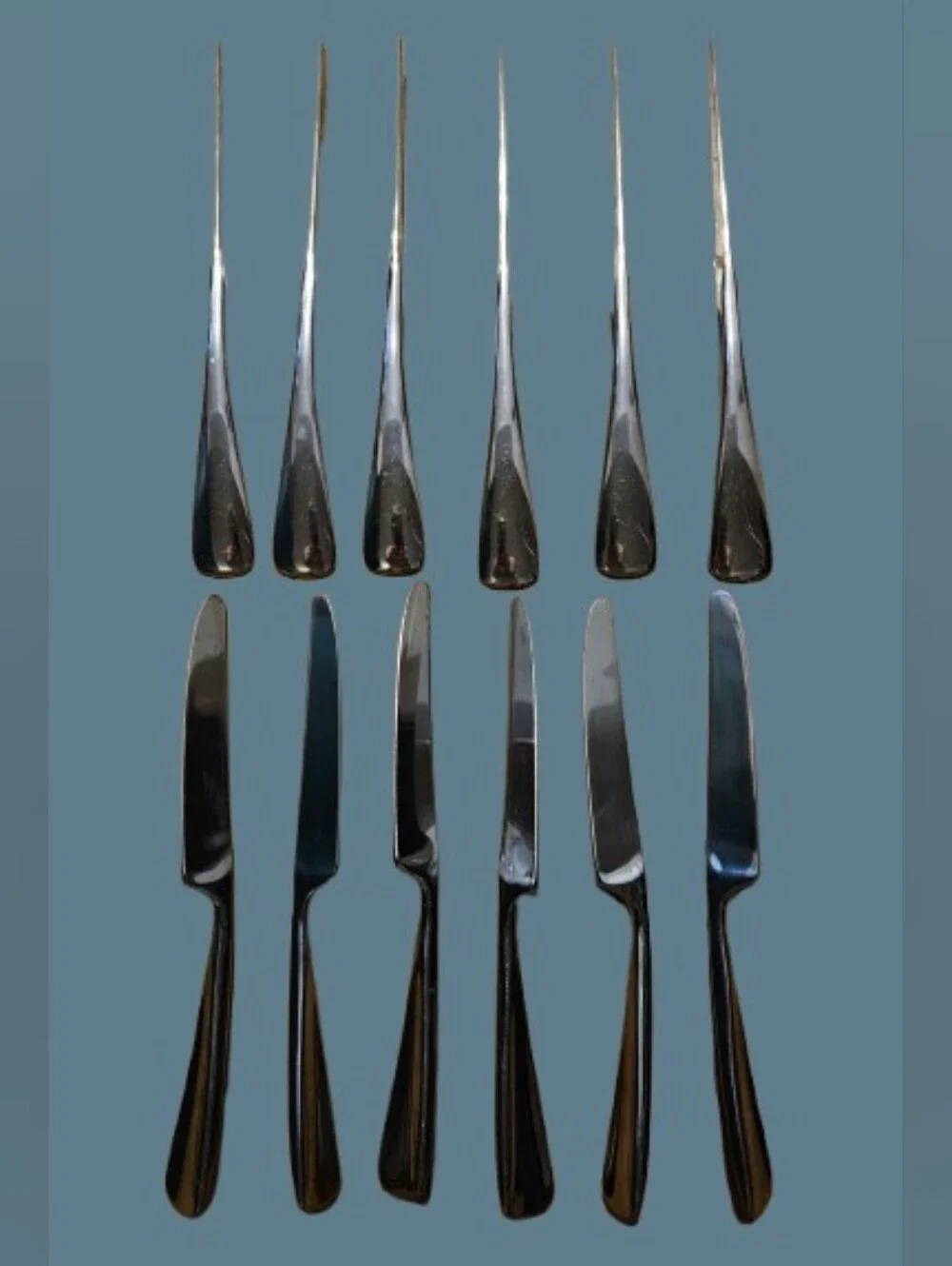 Towle Wave Glossy Angled Tip Stainless Steel Dinner Knives Set of 12